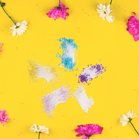WEAVILUX 750 Pcs Floral Stamens Cotton Thread, Handmade Artificial Flower for Wedding Craft Decor Making Supplies