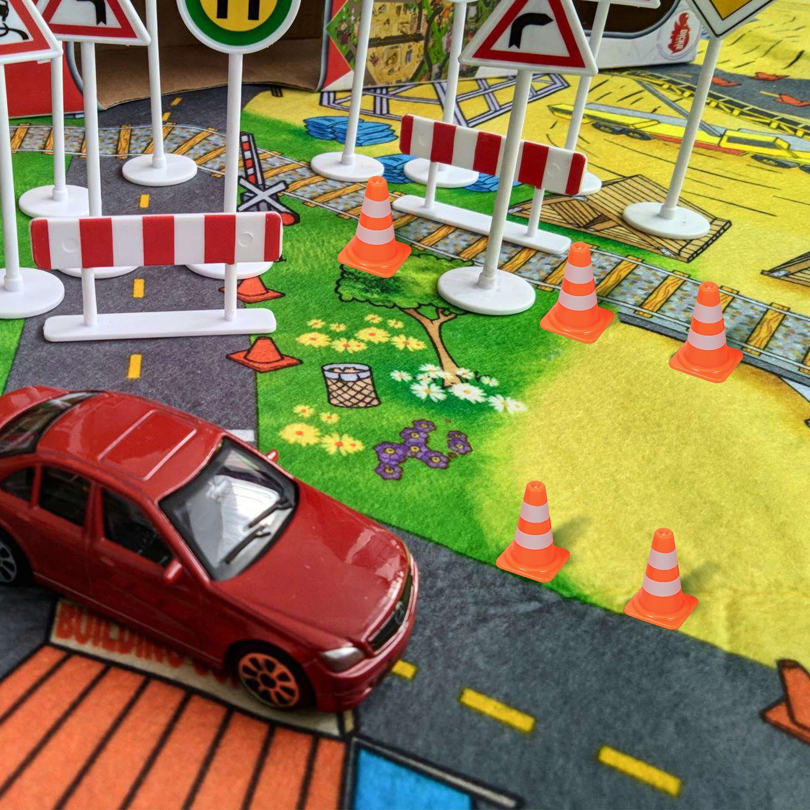 WEAVILUX 7Pcs Cone Shaped Simulation Traffic Sign for Early ...