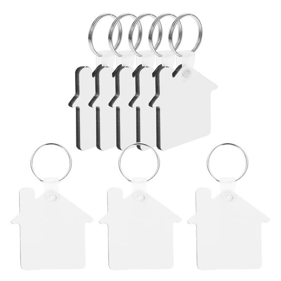 WEAVILUX 8pcs Wooden House Shaped Keychain Craft Kit for Students and Kids Creative Crafting Materials