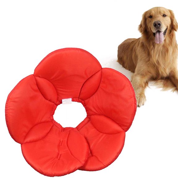WEAVILUX Dog Floral Collar Adjustable Red Polyester Anti-Bite Cover for Bathing 1Pack