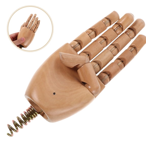 WEAVILUX Wooden Poseable Hand Model Light Brown Solid Wood Figurine for Decor