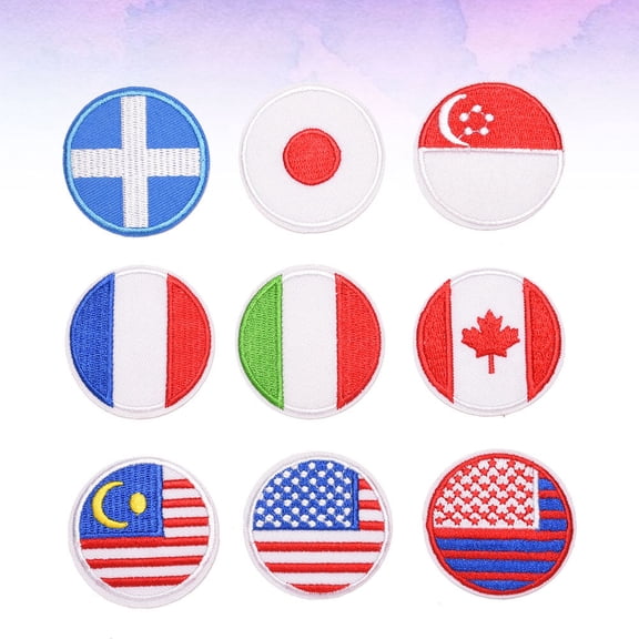 WEAVILUX 18-Piece Embroidered Flag Patch Stickers for Jackets, Bags, Skirts, and Craft Decoration Projects