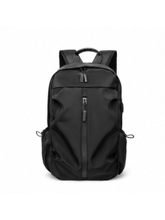 1Pc Fashion Black Shoulder Backpack with Computer Insert Bag for Student Use