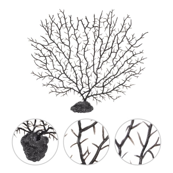 WEAVILUX Black Lifelike Coral Tree Figurine Decorative Water Plants for Fish Tank Ornament