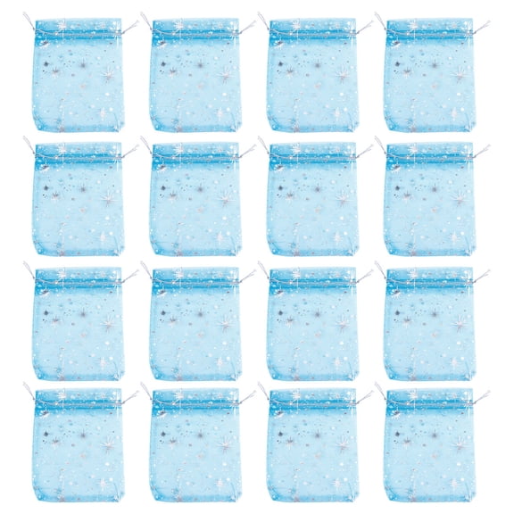 WEAVILUX 50Pcs Blue Drawstring Pouches with Star Pattern for Novel Storage Uses