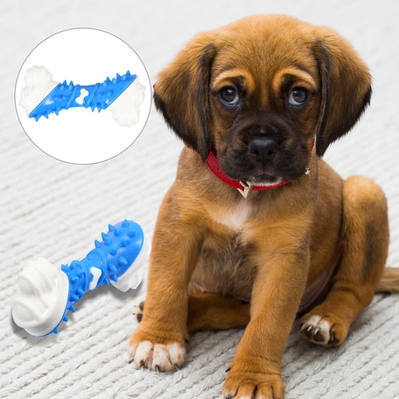 WEAVILUX Dog Toys Pet Toothcleaning Toy TPR Blue Anxiety Relief 1Pack