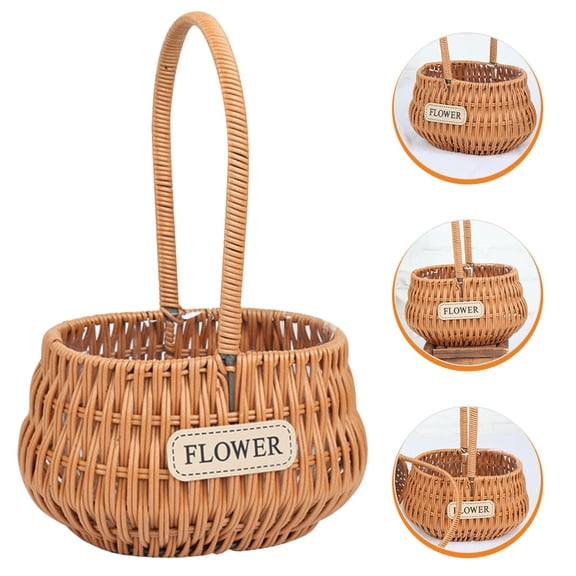 WEAVILUX Braided Flower Basket Chocolate Woven for Wedding Home Use with Handle