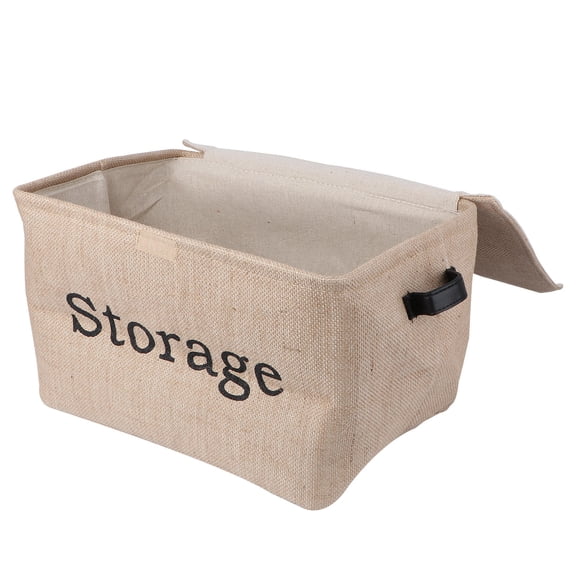 WEAVILUX 1-Pack Jute Craft Storage Box for Home Organization, Clothes Storage, Retro Style, and