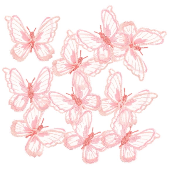 WEAVILUX Butterfly Patches Pink Lace Embroidered DIY Clothes Accessories Weavilux 10Pcs