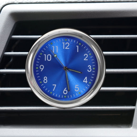 WEAVILUX Car Digital Quartz Clock with Electroplated Metal Case and Clip for Air Vent Or Dashboard in Blue