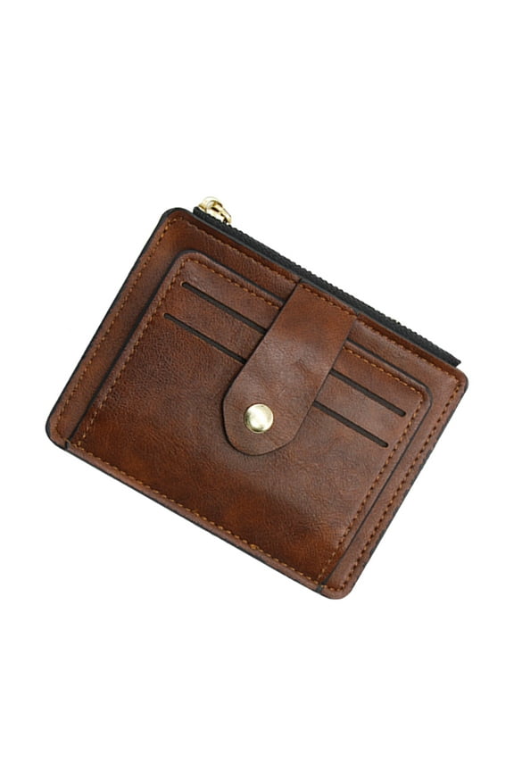 Women's Credit Card Wallet Brown, Simple Stylish Design, Compact Card Holder, 1 Pack