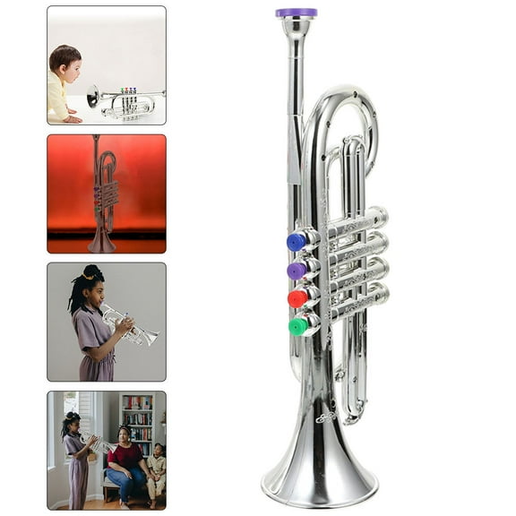 WEAVILUX Trumpet Learning Toy Silver Plastic 1Set for Music Education