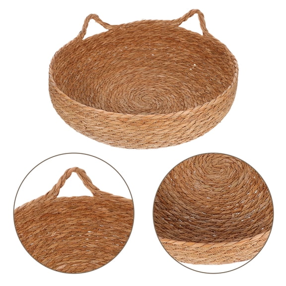 WEAVILUX Handwoven Cat Bed Khaki Natural Straws Versatile All-Season Comfort
