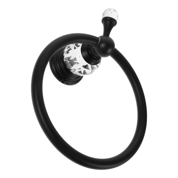 WEAVILUX Black Crystal Bathroom Towel Ring Wall Mount Hand Towel Holder with Bling Accent