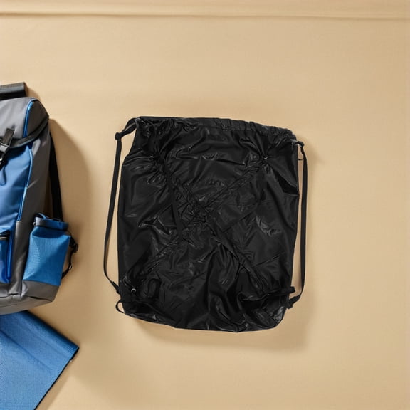 WEAVILUX Large Capacity Drawstring Bag Black Stylish Pleated Design Lightweight Unisex Gym Travel Backpack