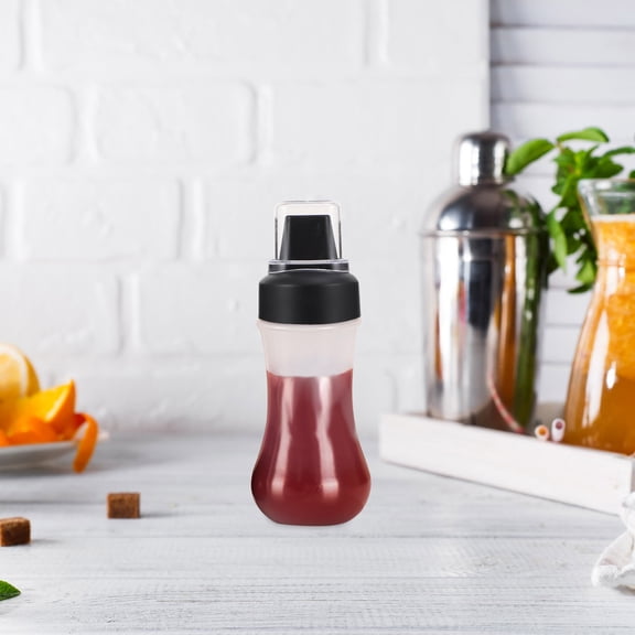 WEAVILUX Easy Squeeze Ketchup Bottle Black Plastic 1Pcs