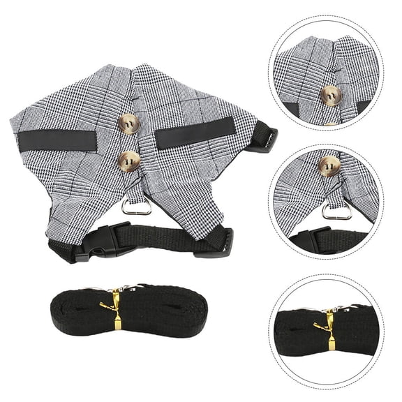 WEAVILUX Durable Grey Small Pet Harness and Traction Rope for Comfortable Pet Use with Soft Cotton and Polyester Material
