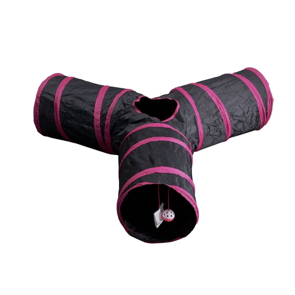 WEAVILUX Durable Rosy Small Pet House with Tunnel Design and Crinkle Lined Foldable Tubes