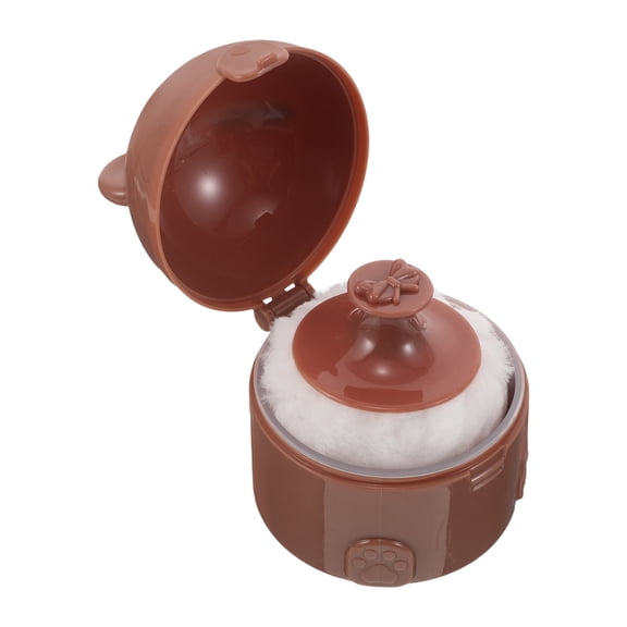 WEAVILUX Stylish Coffee Powder Puff Holder with Soft Cotton Puff for Loose Face Powder Storage and Makeup Organizer