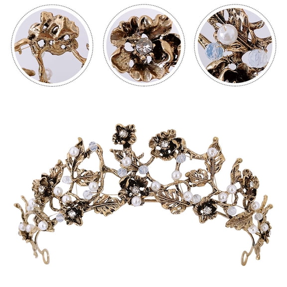 WEAVILUX Golden Reusable Wedding Headpiece with Shining Crystal Design Ideal for Festive Occasions