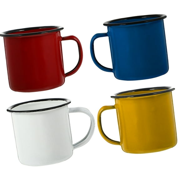 WEAVILUX Retro Enamel Coffee Cups Set of 4, Assorted Colors, Material, Easy to Clean, Perfect for Home and Outdoor Use
