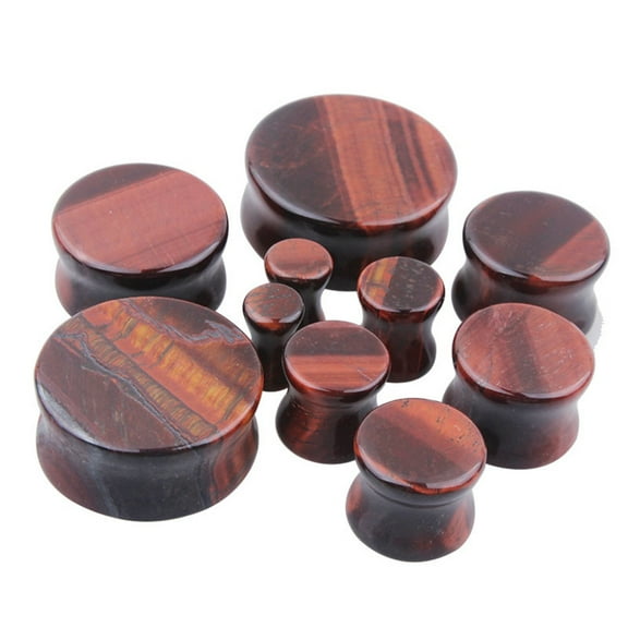 WEAVILUX Coffee Stone Ear Tunnel Plugs for Ear Decoration High Comfort and Stylish Look