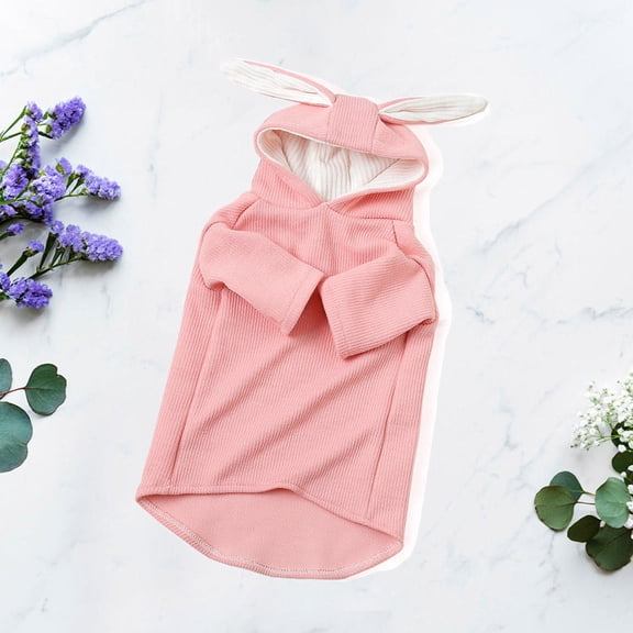 WEAVILUX Fashionable Pink Rabbit Ear Hoodie Pet Clothes for Walking Jogging and Photo Taking