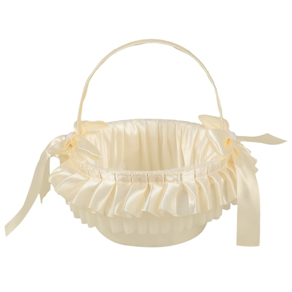 WEAVILUX Rustic Beige Burlap Wedding Basket Decorative Flower Container for Events