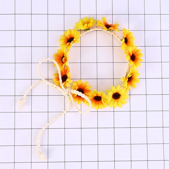 WEAVILUX Festival Floral Headbands Floral Headband Yellow 1Set
