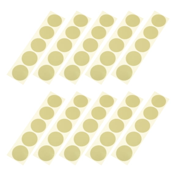WEAVILUX 100Pcs Practical Golden Seal Label Stickers with Serrated Edges for Document Authenticity