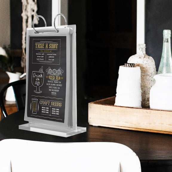 WEAVILUX Acrylic Display Holder Stand, 1 Pack, Clear Desktop Sign Holder for Office, Home, Retail, Desk Organization