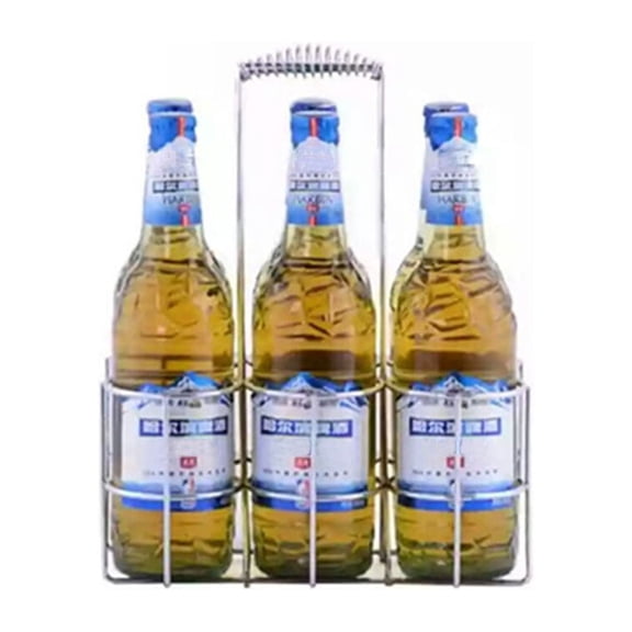 WEAVILUX Iron Tabletop Beer Bottle Rack Silver Portable Beer Holder for Home and Club Use