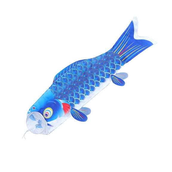 WEAVILUX Japanese Style Blue Carp Flag Satin Material Decorative Banner for Outdoor Party Decoration