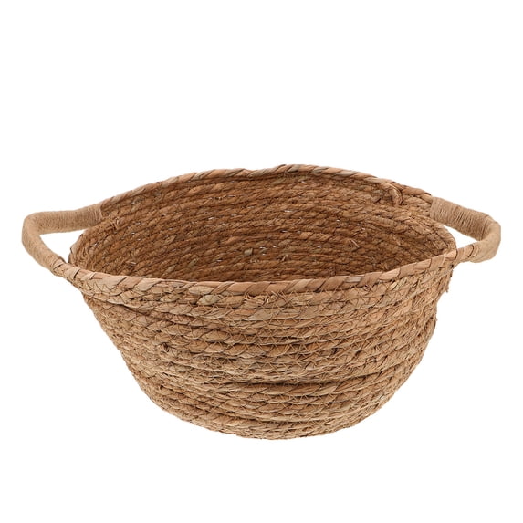WEAVILUX Khaki Handwoven Wicker Basket for Rustic Decor, Photography Props, Storage, and Shelf Display Organizer