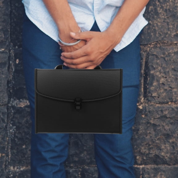 WEAVILUX Black Lightweight File Folder for Document Organization, Portable Office and Home Use, and Easy to Carry
