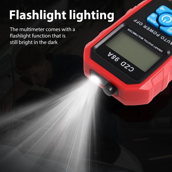 WEAVILUX Portable Digital Multimeter with LCD Screen Flashlight for Voltage and Current Testing