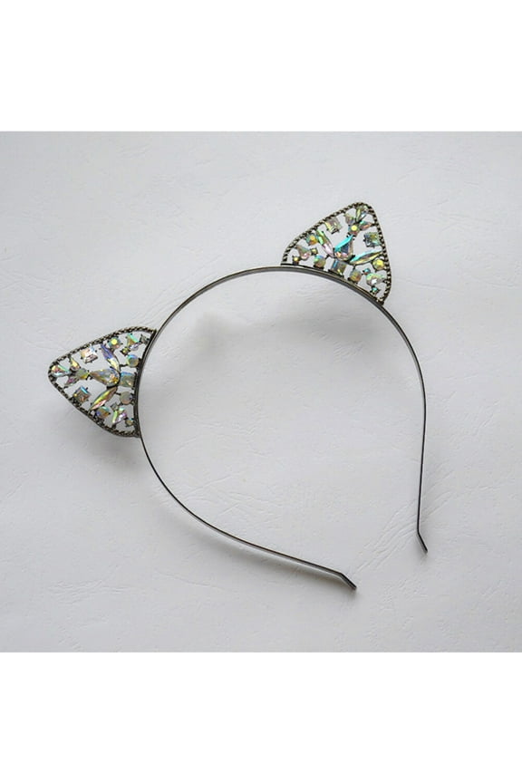 Black Cat Ear Headband with Alloy Frame for Costume Parties, , Cosplay, and Special Occasions