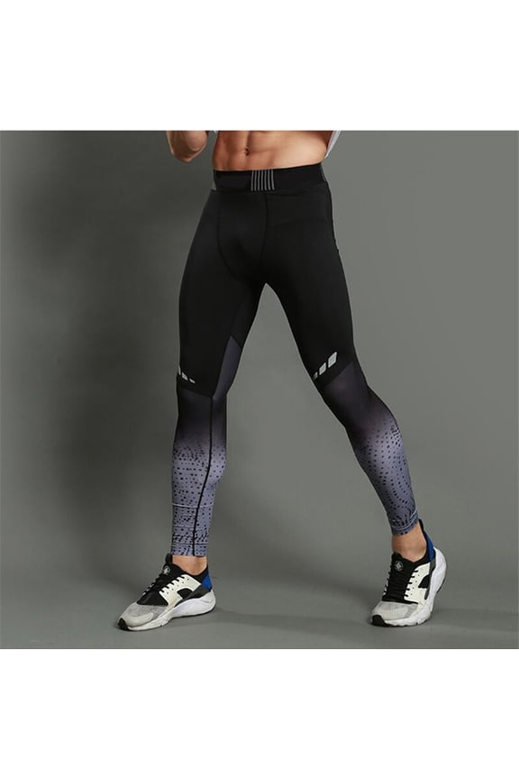 Men Compression Sports Pants Grey Quick Dry Lightweight Running Trousers