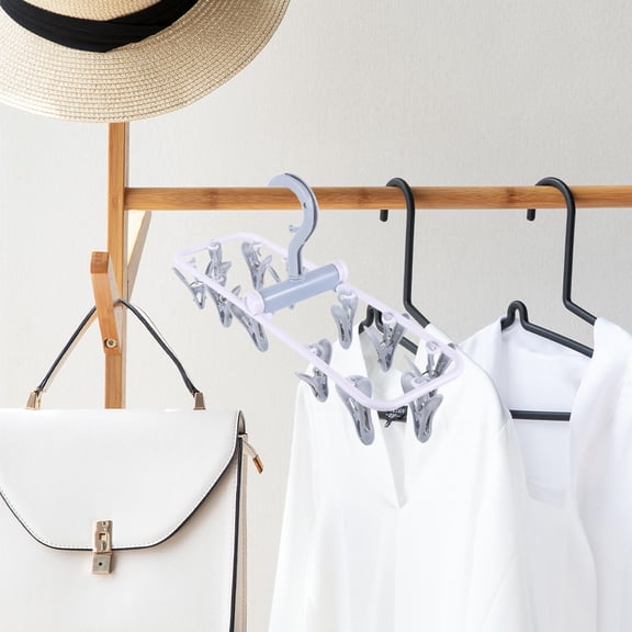 WEAVILUX Clothes Drying Rack with 12 Clips, Multi-Purpose Clip and Drip Hanger for Socks, Small Laundry Items, Indoor & Outdoor Use