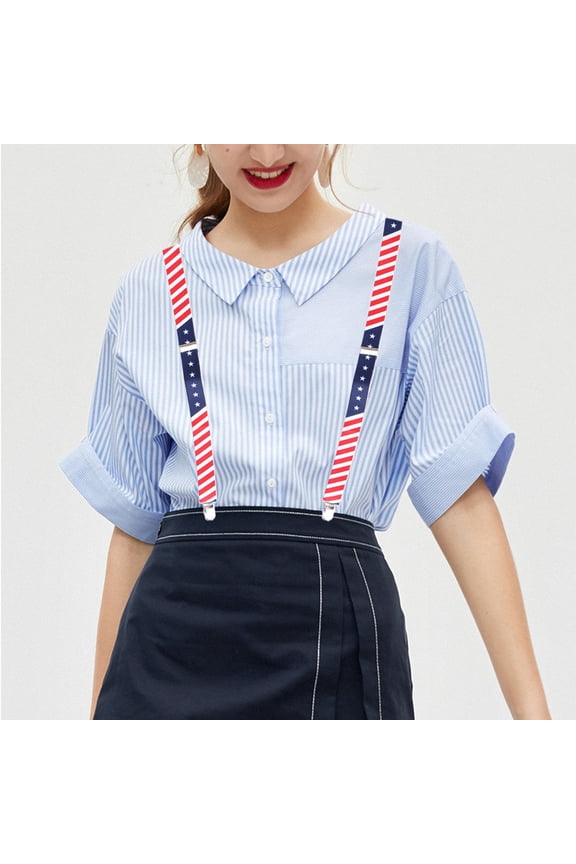 Adjustable Elastic Suspenders with UK Flag Design, Multi-Color, Comfortable and for Trousers