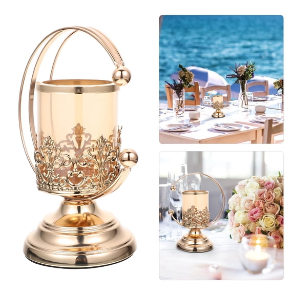 WEAVILUX Chic Iron Candle Stand with Transparent Texture for Party Table Decoration