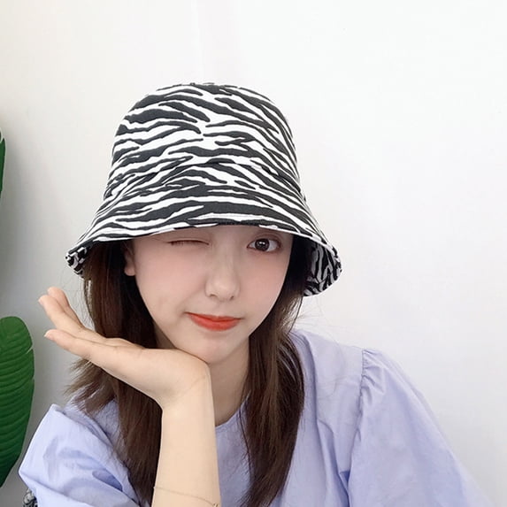 WEAVILUX Lightweight Zebra Stripe Fisherman Hat for Outdoor Use, Adjustable Size Polyester Sunshade Cap for Men and Women
