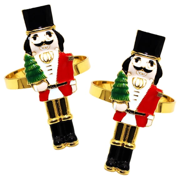 WEAVILUX 2Pcs Nutcracker Shaped Napkin Rings Alloy Napkin Buckle for Dining Table