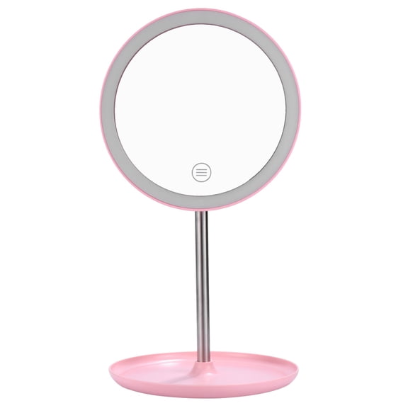 WEAVILUX Pink LED Smart Makeup Mirror for Home Use with 360 Degree Adjustable Design and Rechargeable Battery 1200mAh