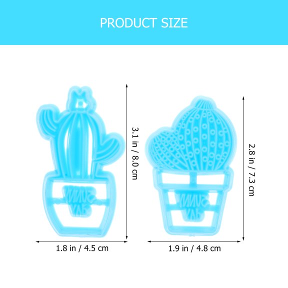 WEAVILUX Dessert Mold Cactus Cookie Molds Plastic Sky-Blue 6Pcs 3.14X1.77X0.79in