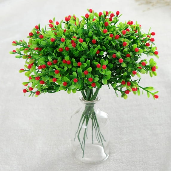 WEAVILUX 10Pcs Artificial Fake Flowers Green Plastic Plants Decoration for Indoor Outdoors
