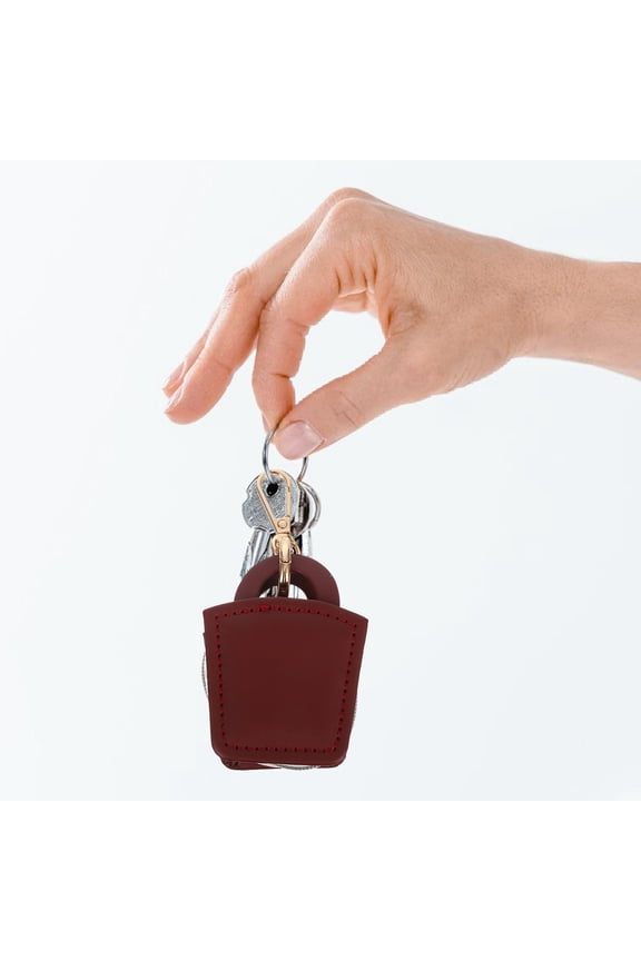 Portable Dark Brown Travel Jewelry Case with Keychain Compact Organizer for Rings Earrings