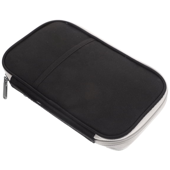 WEAVILUX Black Travel Document Organizer with Multiple Compartments for Cards and Cash