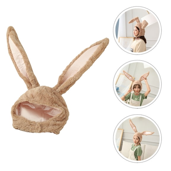 WEAVILUX Brown Plush Easter Bunny Hat Soft Comfortable Festive Decoration Accessory for Holiday Parties and Celebrations