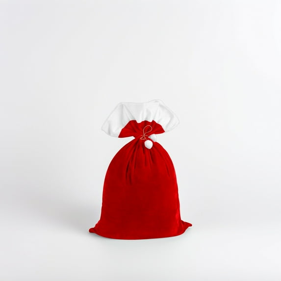 WEAVILUX Reusable Large Red Velvet Candy Bag Christmas Fabric Drawstring Sack for Presents